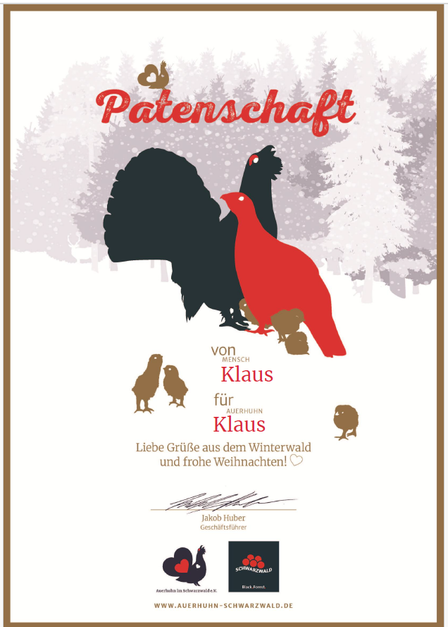 Foto: Die Patenschaftsurkunde von Klaus.